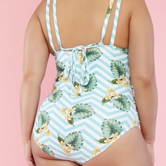 Marilyn Monroe Tropical Floral/Palm Leaf Print One-Piece Bathing Suit Sz 2X - Picture 8 of 8